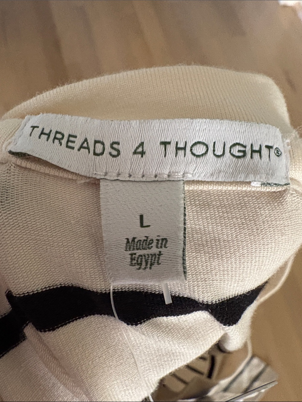 NWT Threads 4 Thought Cream and Black Striped Tie-Waist Dress - Picture 5 of 5